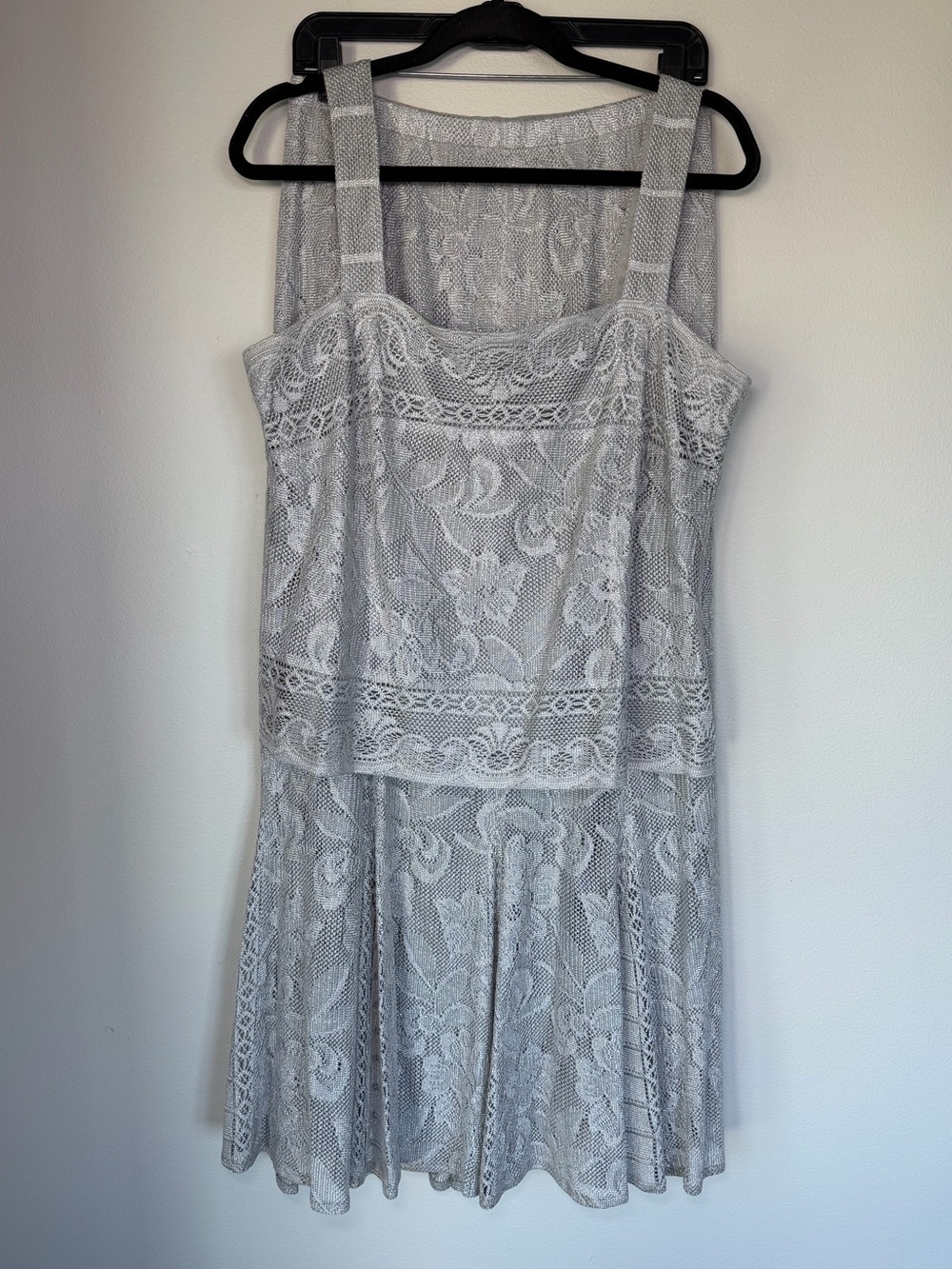 Vintage Damianou Metallic Lace Whimsical Tank Top Skirt Set 80’s 90’s